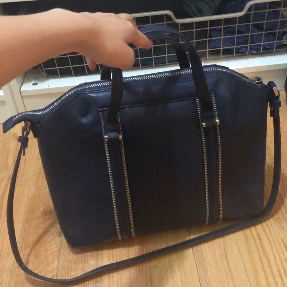 Zara Shoulder Handbag Satchel Dark Blue